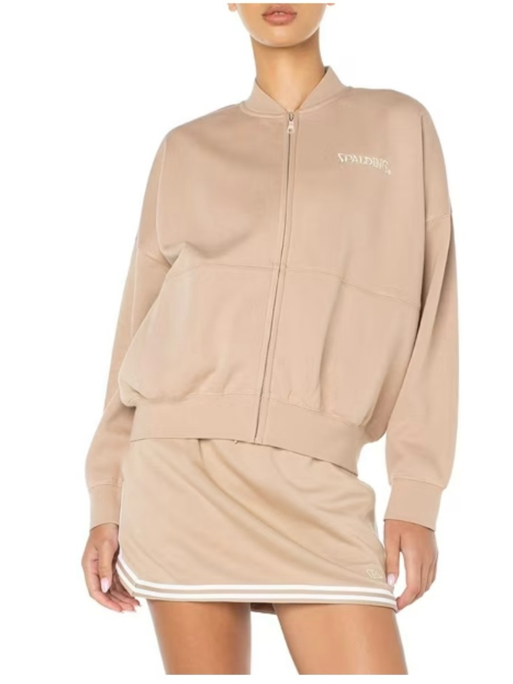 Spalding Women's Fleece Bomber Jacket - Tan